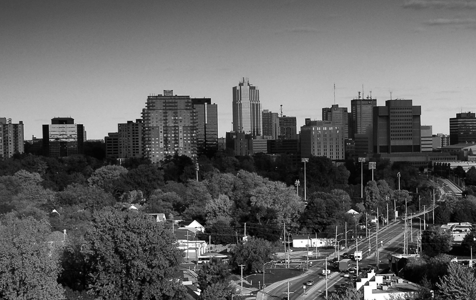 London, Ontario black and white skyline